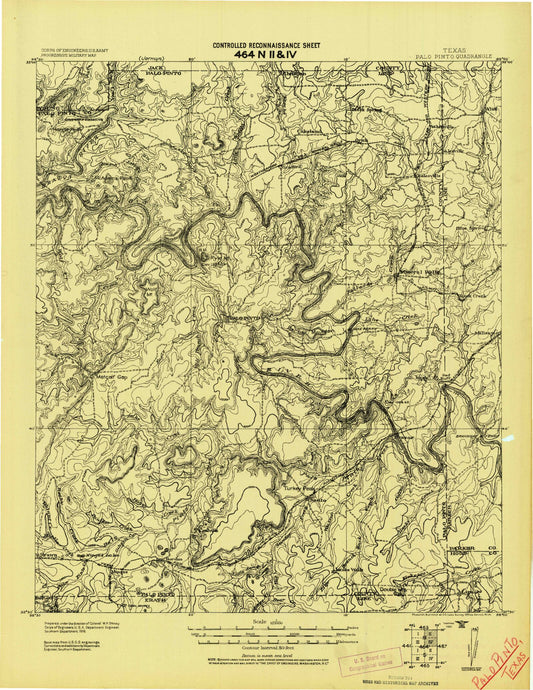 Historic 1918 Palo Pinto Texas 30'x30' Topo Map Image