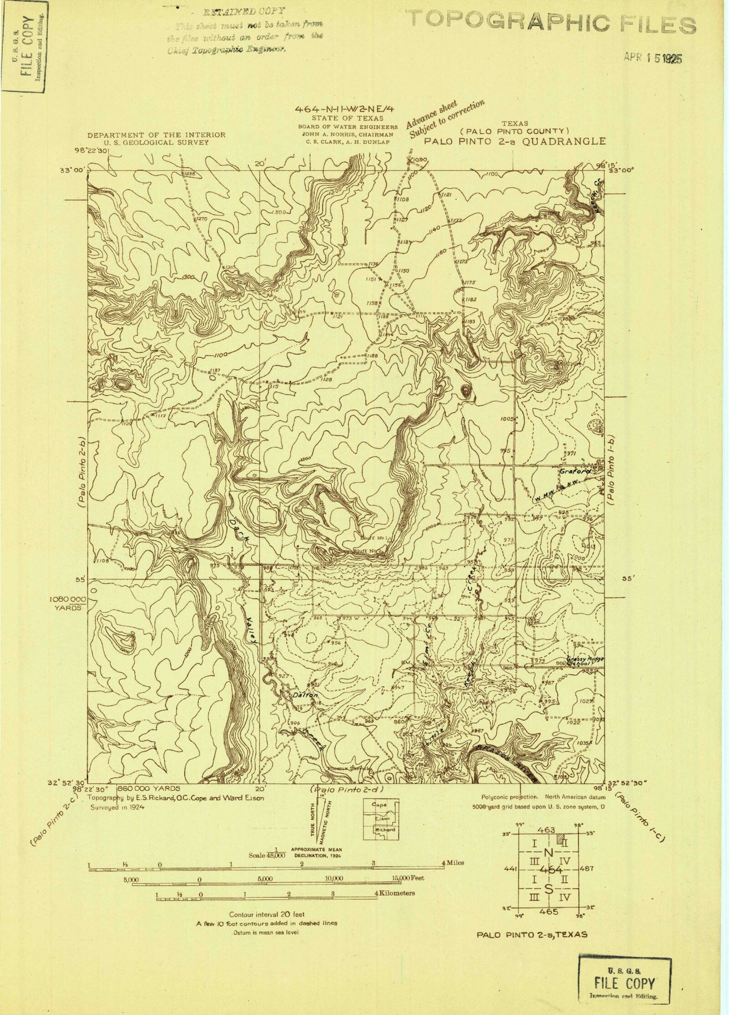 Classic USGS Graford West Texas 7.5'x7.5' Topo Map Image