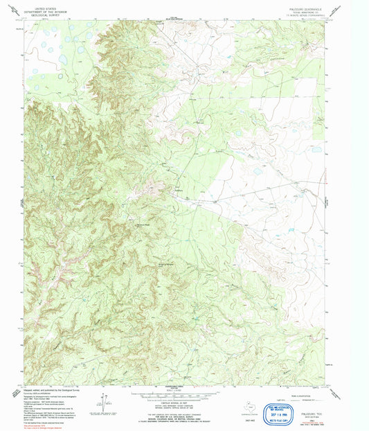 Classic USGS Paloduro Texas 7.5'x7.5' Topo Map Image