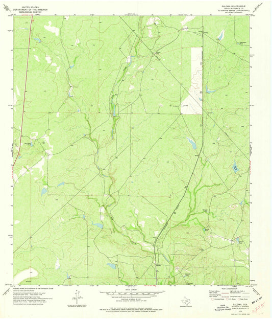 Classic USGS Paloma Texas 7.5'x7.5' Topo Map Image
