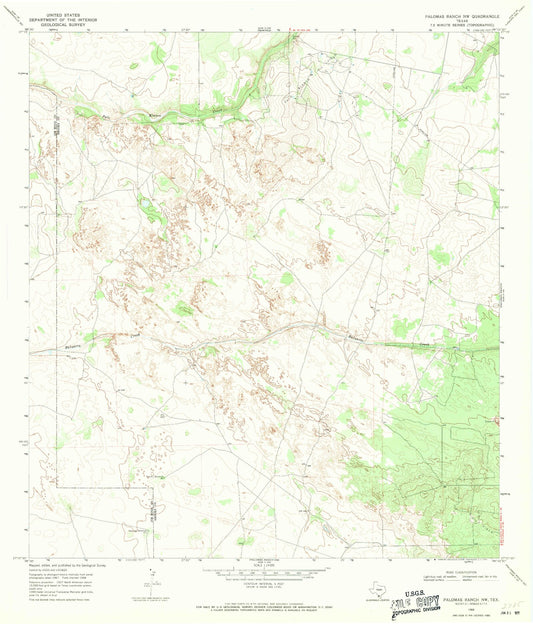Classic USGS Palomas Ranch NW Texas 7.5'x7.5' Topo Map Image