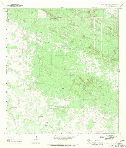 Classic USGS Palomas Ranch SE Texas 7.5'x7.5' Topo Map Image