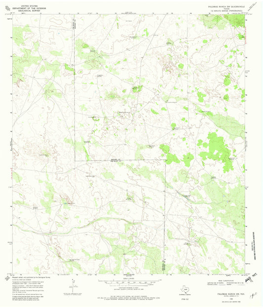 Classic USGS Palomas Ranch SW Texas 7.5'x7.5' Topo Map Image