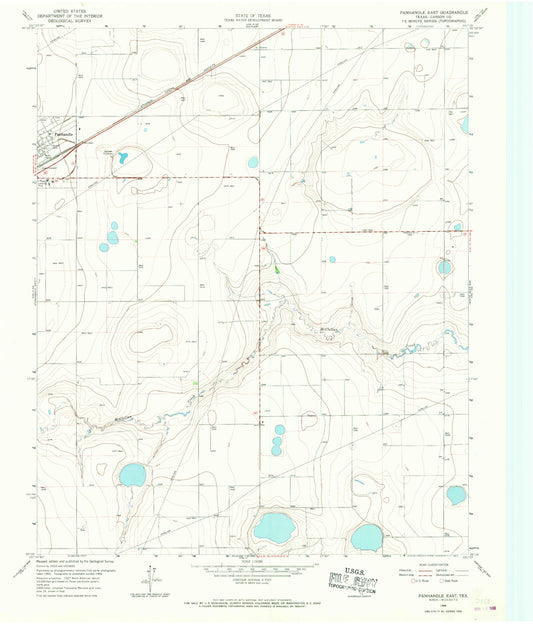 Classic USGS Panhandle East Texas 7.5'x7.5' Topo Map Image