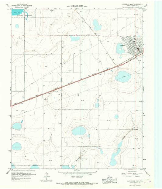 Classic USGS Panhandle West Texas 7.5'x7.5' Topo Map Image