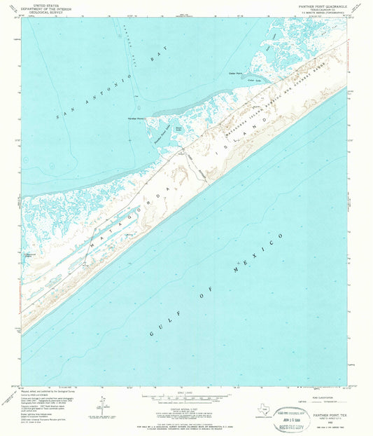 Classic USGS Panther Point Texas 7.5'x7.5' Topo Map Image