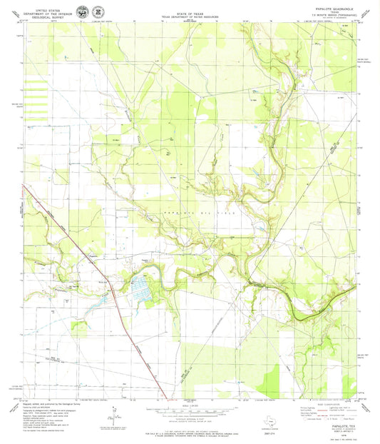 Classic USGS Papalote Texas 7.5'x7.5' Topo Map Image
