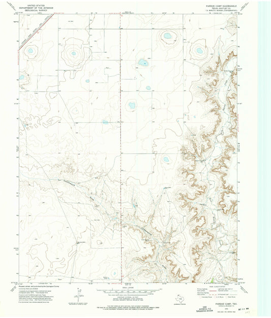Classic USGS Pardue Camp Texas 7.5'x7.5' Topo Map Image