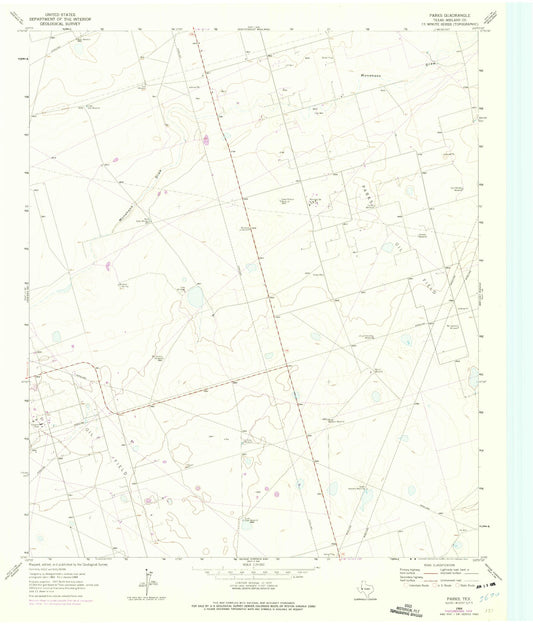 Classic USGS Parks Texas 7.5'x7.5' Topo Map Image