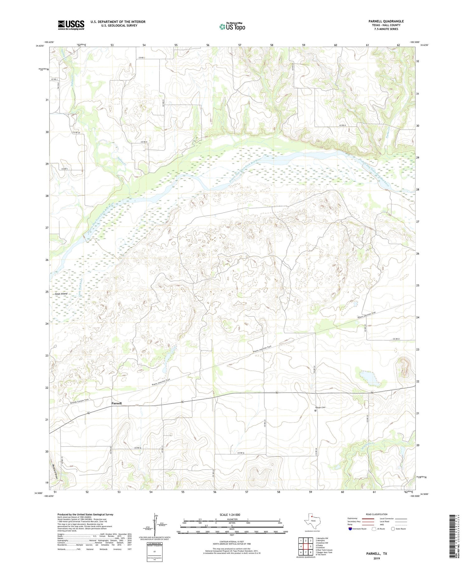 Parnell Texas US Topo Map Image