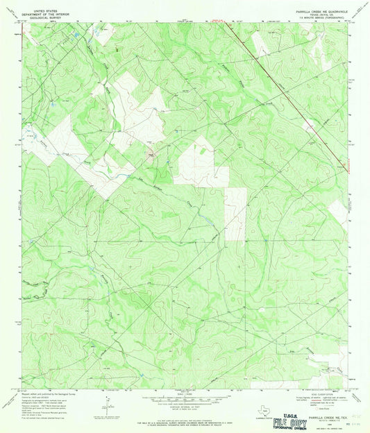 Classic USGS Parrilla Creek NE Texas 7.5'x7.5' Topo Map Image