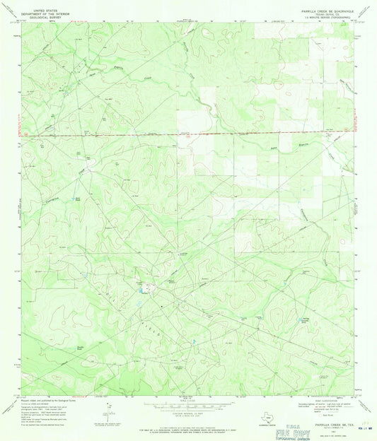 Classic USGS Parrilla Creek SE Texas 7.5'x7.5' Topo Map Image