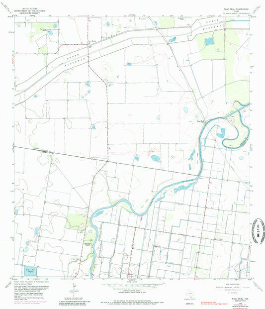 Classic USGS Paso Real Texas 7.5'x7.5' Topo Map Image
