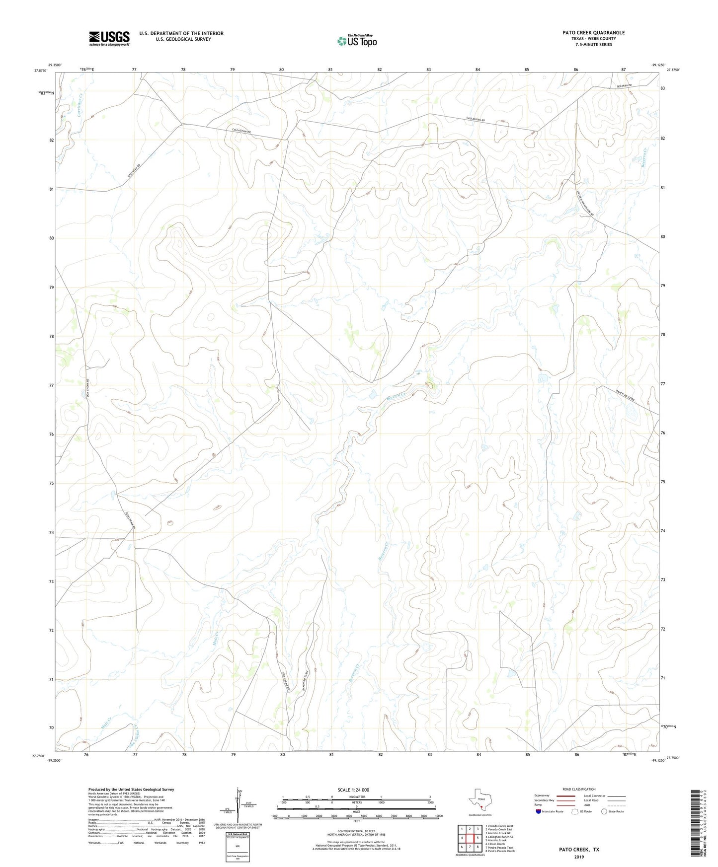 Pato Creek Texas US Topo Map Image