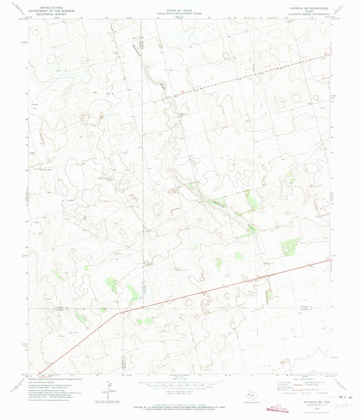 Classic USGS Patricia SW Texas 7.5'x7.5' Topo Map Image