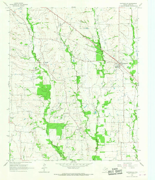Classic USGS Pattonville Texas 7.5'x7.5' Topo Map Image
