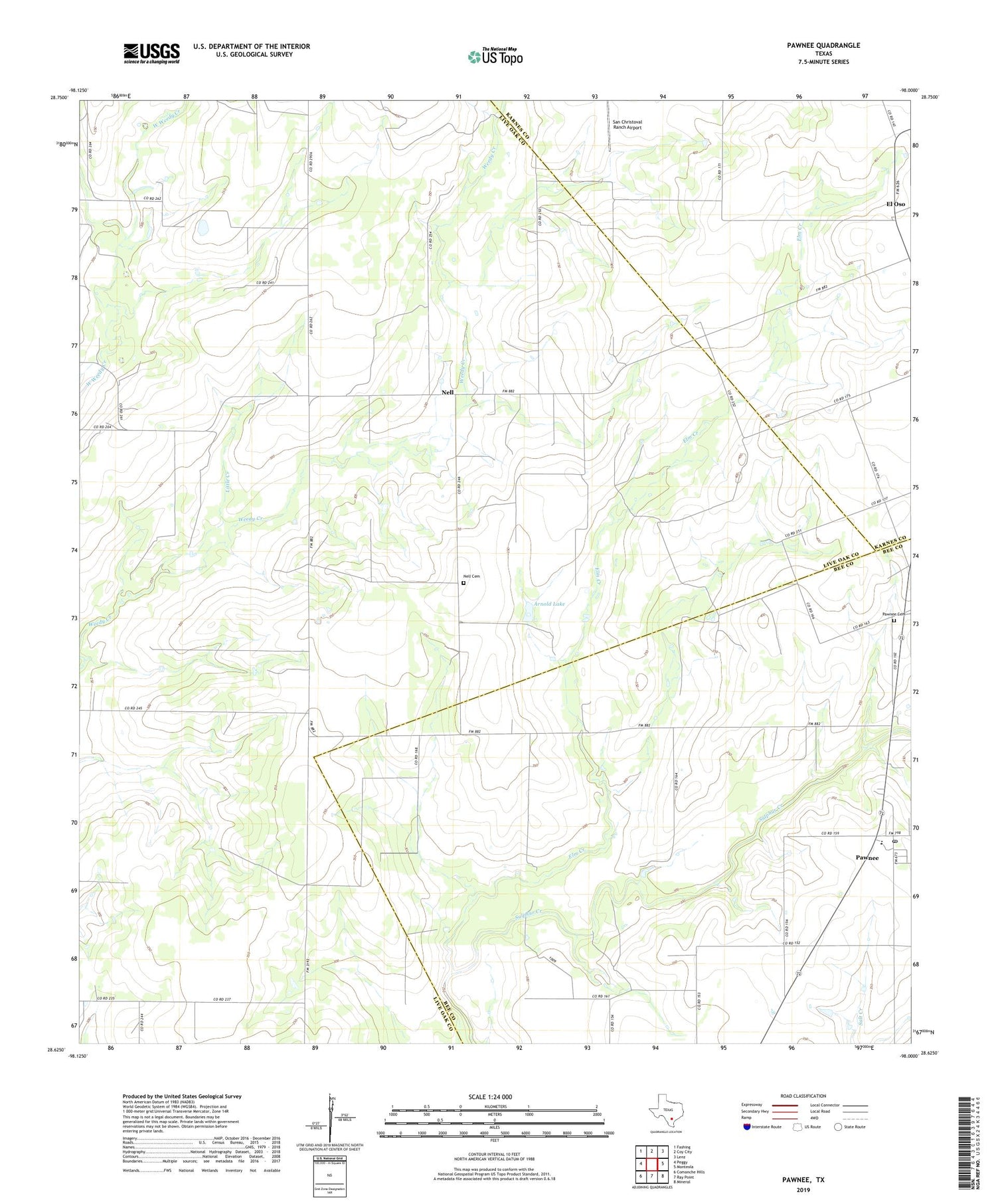Pawnee Texas US Topo Map Image
