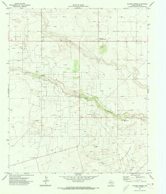 Classic USGS Paynes Corner Texas 7.5'x7.5' Topo Map Image