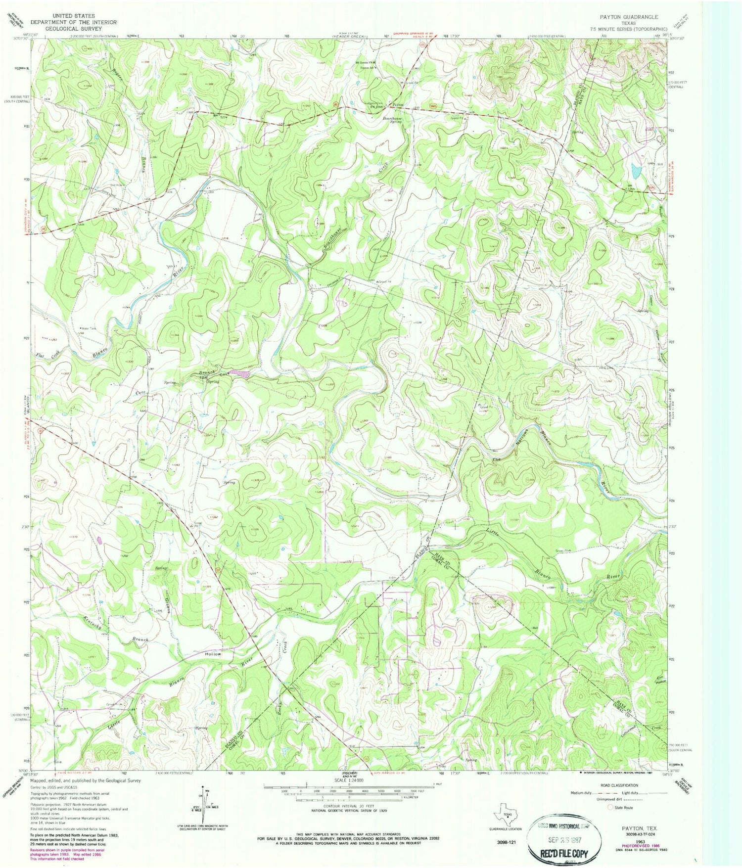Classic USGS Payton Texas 7.5'x7.5' Topo Map Image