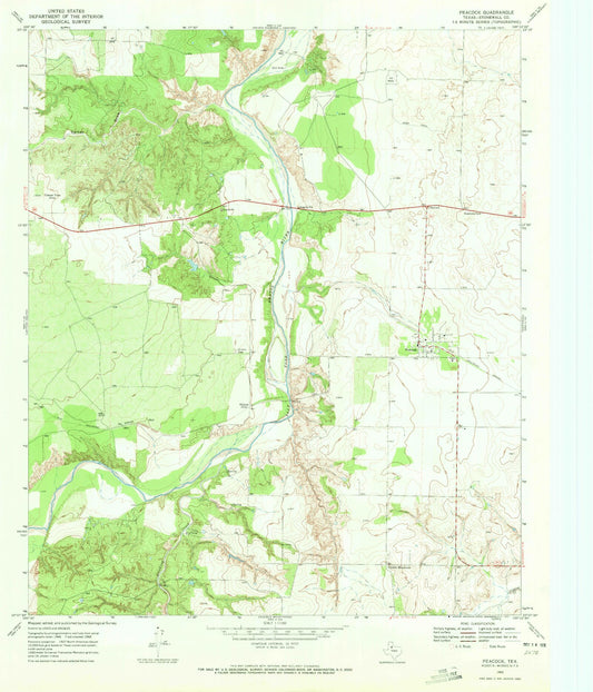 Classic USGS Peacock Texas 7.5'x7.5' Topo Map Image