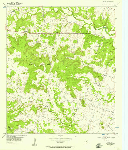Classic USGS Pearl Texas 7.5'x7.5' Topo Map Image