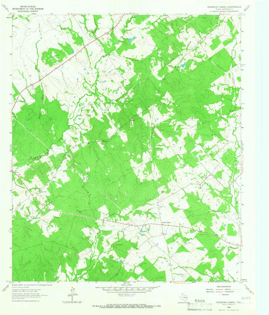 Classic USGS Pearsons Chapel Texas 7.5'x7.5' Topo Map Image