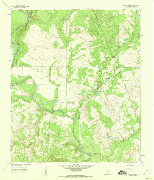 Classic USGS Pecan Crossing Texas 7.5'x7.5' Topo Map Image