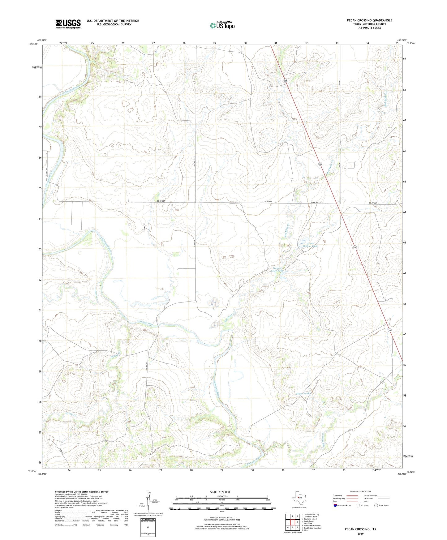 Pecan Crossing Texas US Topo Map Image