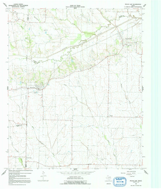 Classic USGS Pecan Gap Texas 7.5'x7.5' Topo Map Image