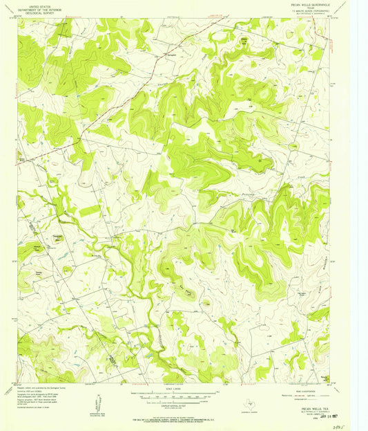 Classic USGS Pecan Wells Texas 7.5'x7.5' Topo Map Image