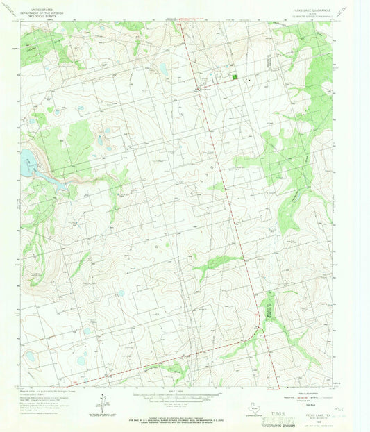 Classic USGS Pecks Lake Texas 7.5'x7.5' Topo Map Image
