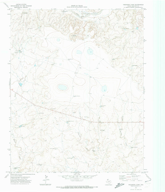 Classic USGS Pedarosa Camp Texas 7.5'x7.5' Topo Map Image