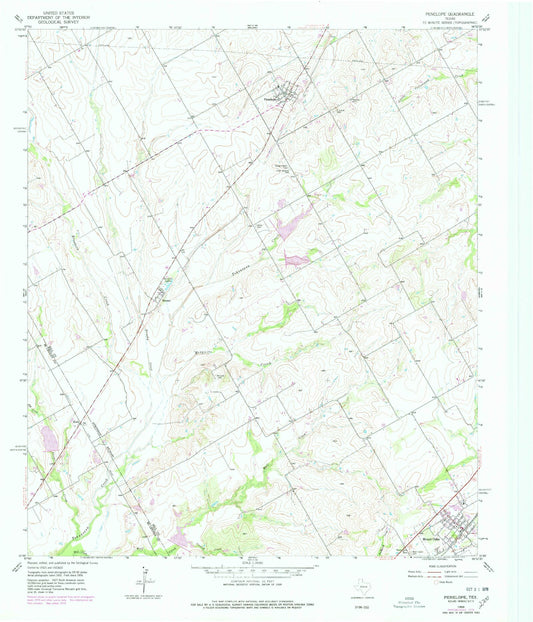 Classic USGS Penelope Texas 7.5'x7.5' Topo Map Image