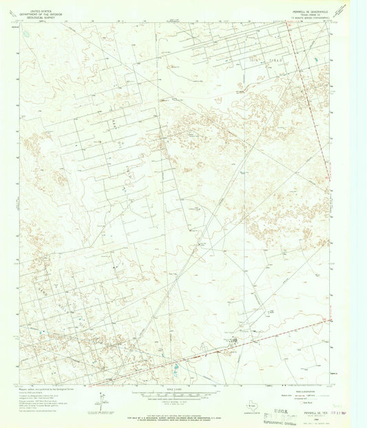 Classic USGS Penwell SE Texas 7.5'x7.5' Topo Map Image