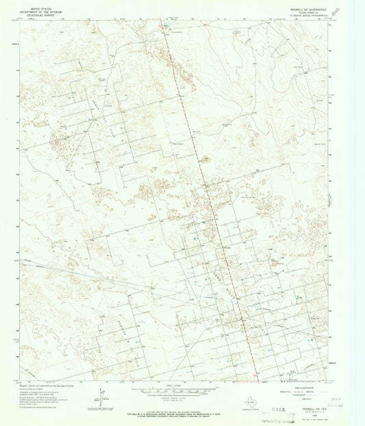 Classic USGS Penwell SW Texas 7.5'x7.5' Topo Map Image