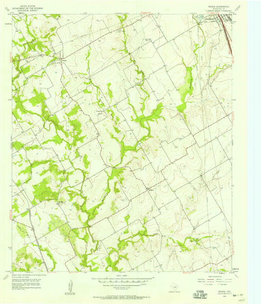 Classic USGS Peoria Texas 7.5'x7.5' Topo Map Image