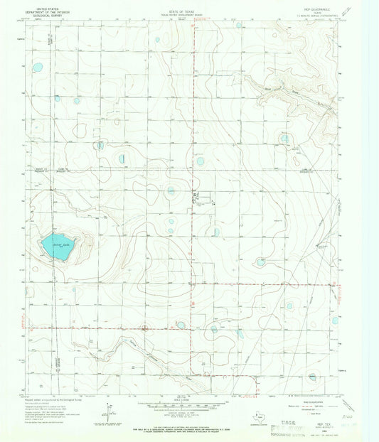 Classic USGS Pep Texas 7.5'x7.5' Topo Map Image