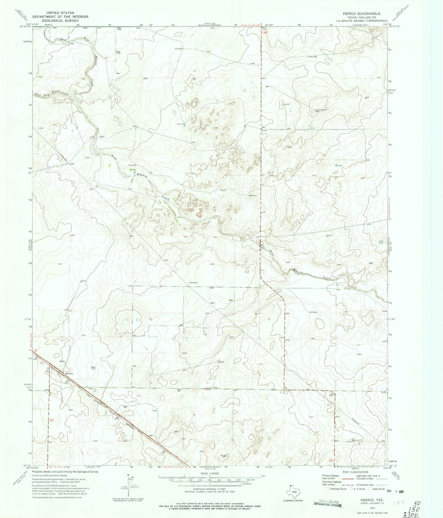 Classic USGS Perico Texas 7.5'x7.5' Topo Map Image