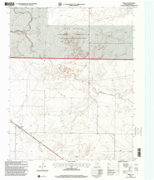 Classic USGS Perico Texas 7.5'x7.5' Topo Map Image