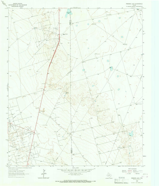 Classic USGS Perkins Lake Texas 7.5'x7.5' Topo Map Image