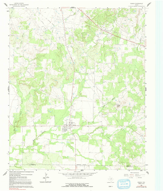 Classic USGS Perrin Texas 7.5'x7.5' Topo Map Image
