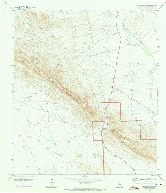 Classic USGS Persimmon Gap Texas 7.5'x7.5' Topo Map Image