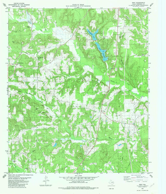 Classic USGS Pert Texas 7.5'x7.5' Topo Map Image
