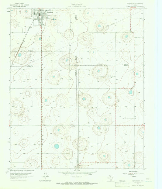 Classic USGS Petersburg Texas 7.5'x7.5' Topo Map Image