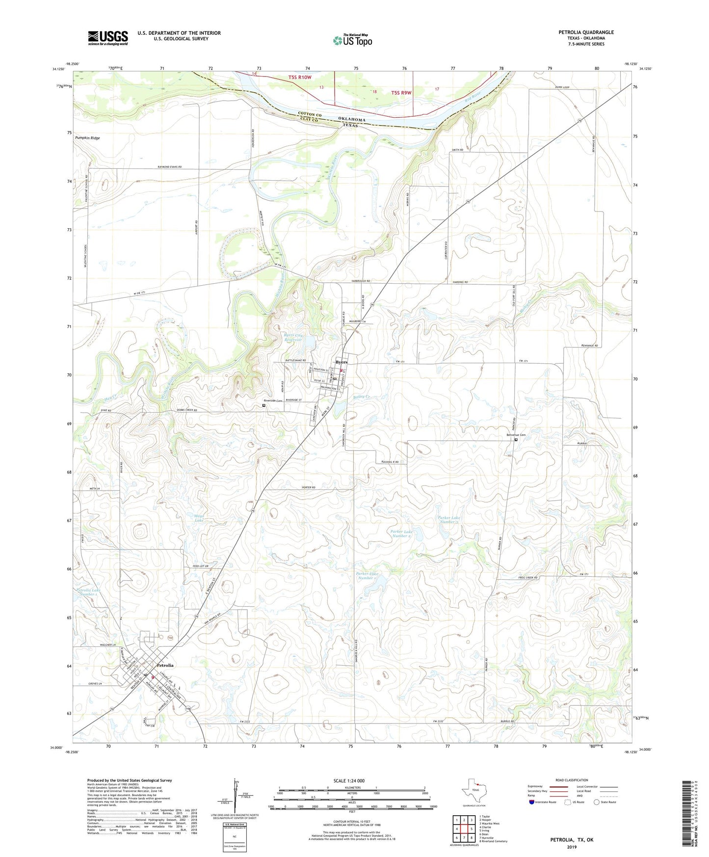 Petrolia Texas US Topo Map Image