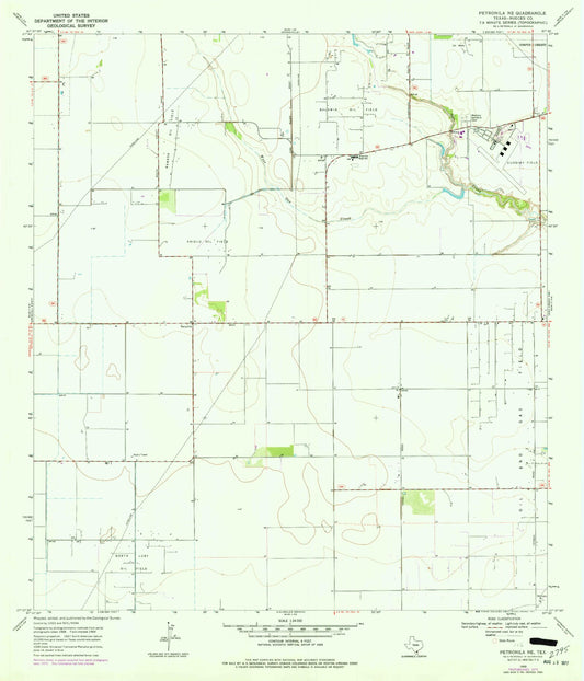 Classic USGS Petronila NE Texas 7.5'x7.5' Topo Map Image