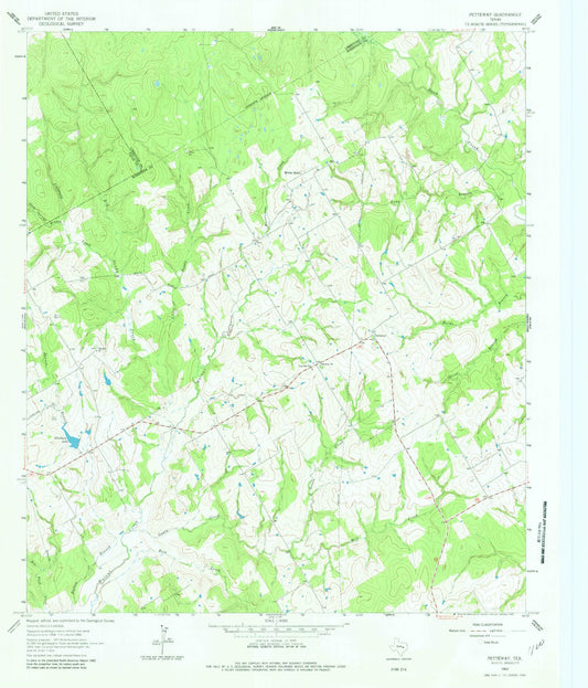 Classic USGS Petteway Texas 7.5'x7.5' Topo Map Image