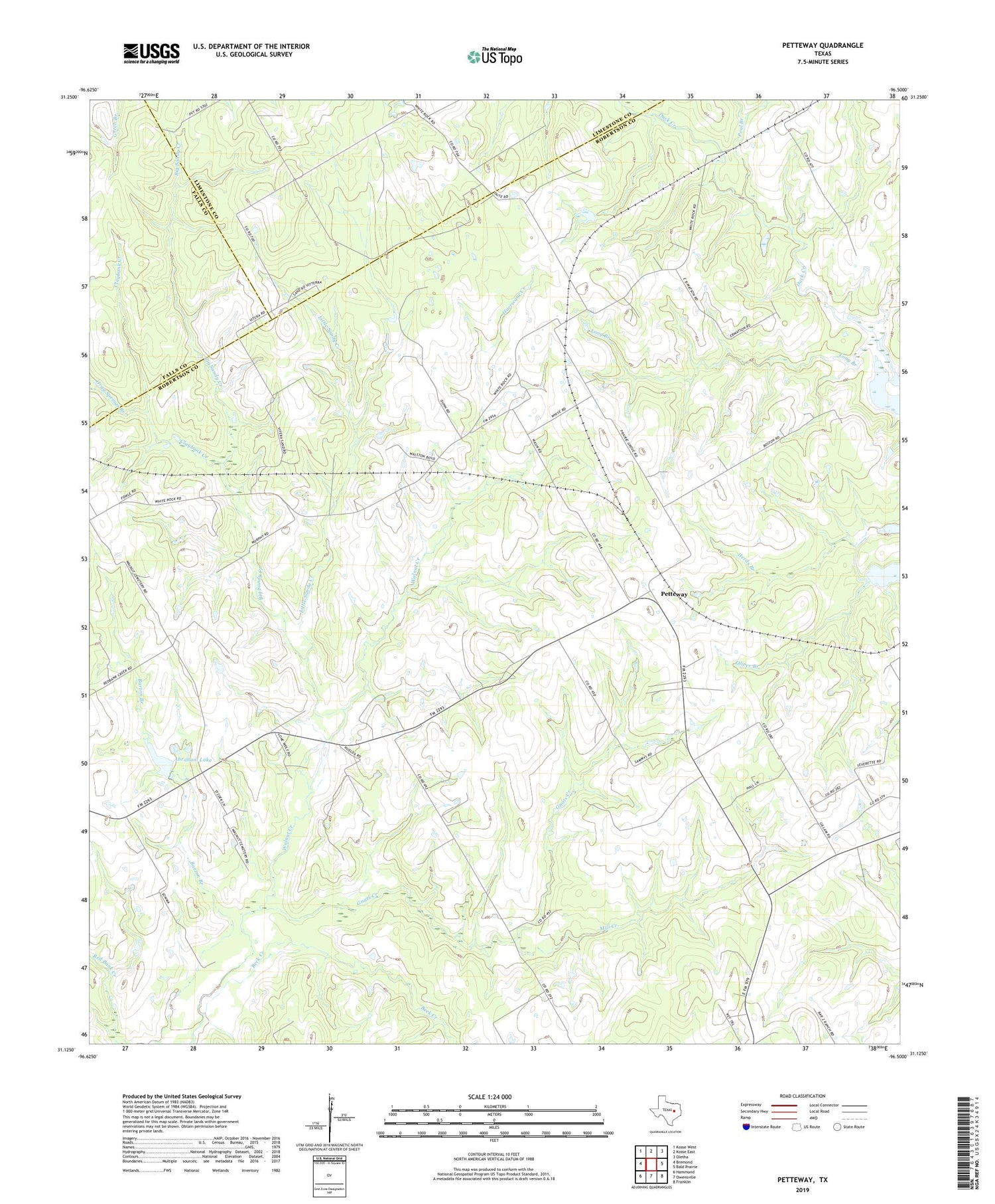 Petteway Texas US Topo Map Image