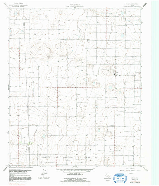 Classic USGS Pettit Texas 7.5'x7.5' Topo Map Image