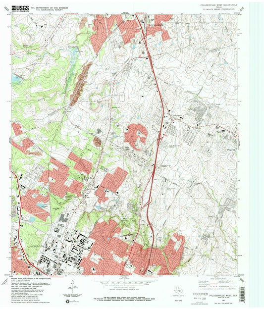 Classic USGS Pflugerville West Texas 7.5'x7.5' Topo Map Image